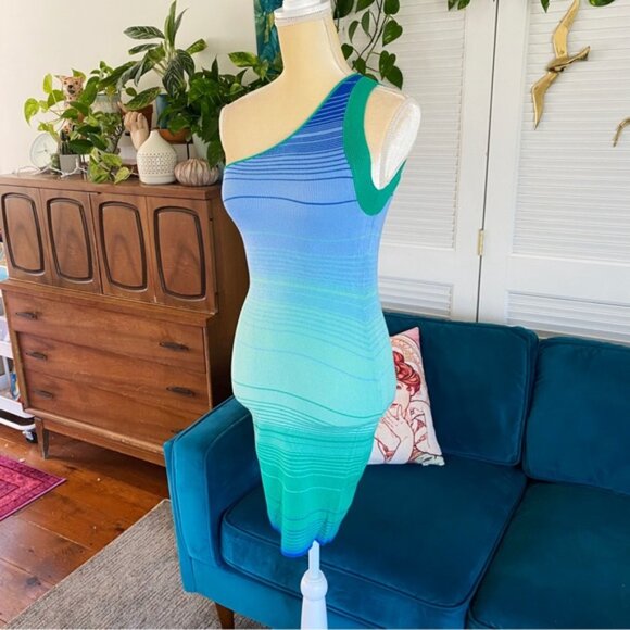 Urban Outfitters | UO Jax One Shoulder Mini Dress Ribbed Sweater Knit New Medium - Picture 5 of 16